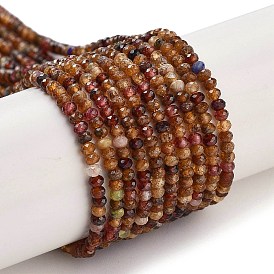 Natural Ganet Beads Strands, Faceted, Rondelle