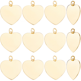 12piezas de dijes de corazón de latón, con anillo de salto