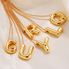 Stainless Steel Party Balloon Letter Pendant Cable Chain Necklaces for Women, Golden