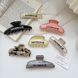Chic Geometric Letter Hair Clip for Sweet Girls - Large Acetate Claw & Shark Clips Set