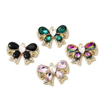Подвески из сплава и страза, бабочка, стойки покрытие, золотые