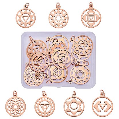 14шт 7стиль 304 подвески из нержавеющей стали, чакра, плоско-круглые