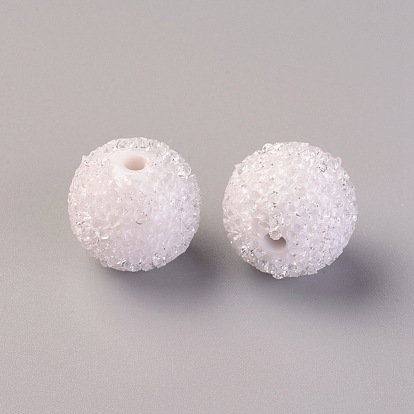 Resin Beads, with Crystal Rhinestone, Imitation Candy Food Style, Round