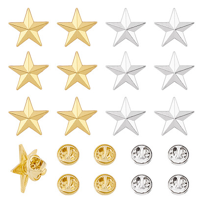 12 шт. 2 цвета брошь-звезда из цинкового сплава, булавки для воротника мужской рубашки