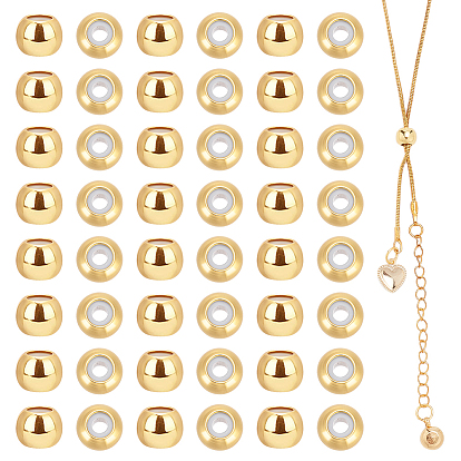 60 латунные бусины шт., резина внутри, ползунки, долговечный, рондель