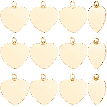 12piezas de dijes de corazón de latón, con anillo de salto