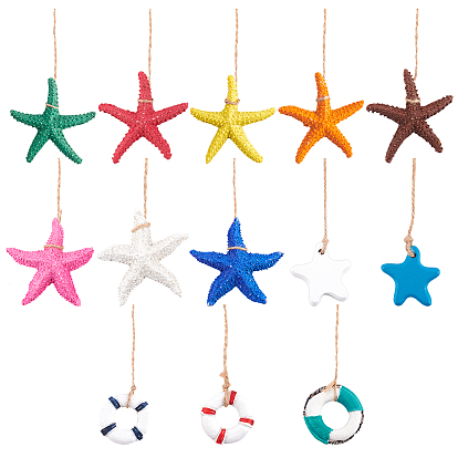 13Pcs 13 Colors Hanging Resin Pendant Decorations, Mediterranean Style, Wall Decoration, Mixed Shapes