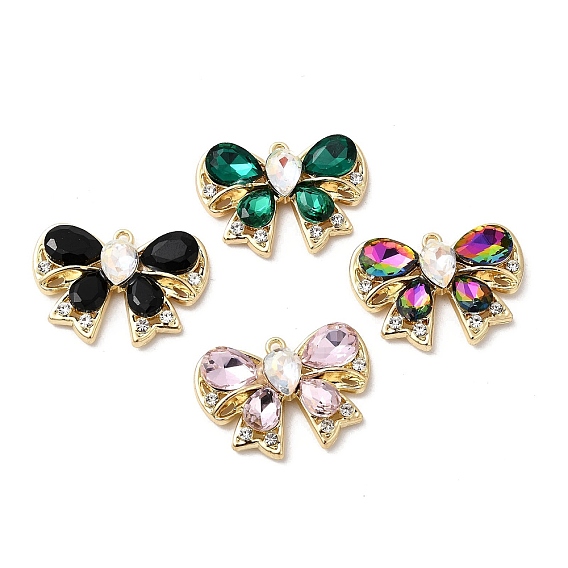 Подвески из сплава и страза, бабочка, стойки покрытие, золотые
