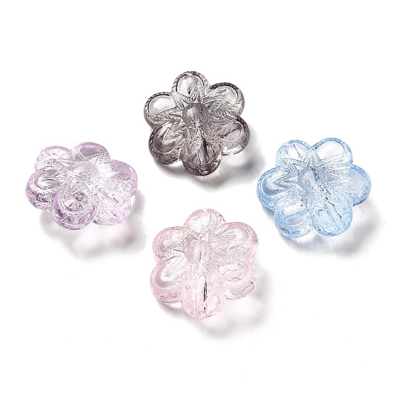 Transparent Acrylic Beads, Dyed, Flower