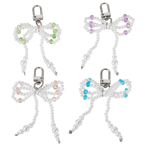 4 шт 4 цвета абс пластик имитация жемчуга подвеска украшения, Сплав с застежками, бантом