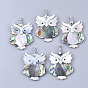Shell Pendants, with Brass Findings, Owl, Platinum
