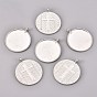 Alloy Pendant Cabochon Settings, Milled Edge Bezel Cups, Flat Round with Cross
