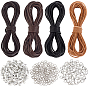 DIY Cowhide Cord Necklaces Bracelets Making Kits, include Alloy Jump Rings, Lobster Clasps and Clamp Ends