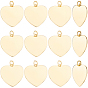 12Pcs Brass Heart Charms, with Jump Ring