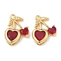 Подвески из латуни с микро-паве и красным кубическим цирконием, вишня