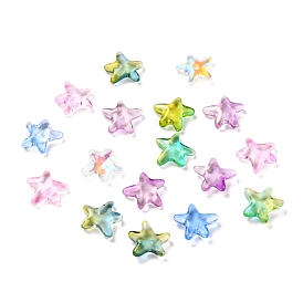 Electroplate Transparent Glass Charms, Starfish