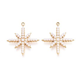 304 подвески в форме звезд из нержавеющей стали и искусственного жемчуга ABS, ионное покрытие (ip)