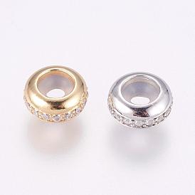 Латунные микро проложить кубического циркония бусы, рондель