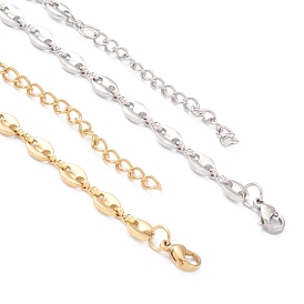 Vacuum Plating 304 Stainless Steel Coffee Bean Chain Necklaces, with Lobster Claw Clasps