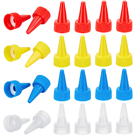 PandaHall Elite 40Pcs 4 Colors Plastic Twist Top Nozzle Cap, for Squeeze Bottle, Cone