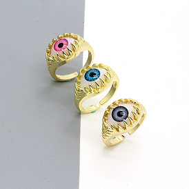 Colorful Retro Punk Eye Ring with Devil's Mouth - 3D Turkish Jewelry