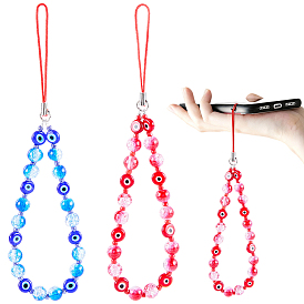 Шарм для телефона с бусами от злого глаза, ремешки для мобильных телефонов с треском, с нейлоновым шнуром