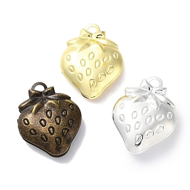 Rack Plating Iron Locket Pendants, Long-Lasting Plated, Lead Free & Cadmium Free, Strawberry