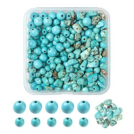 3 brins 3 style perles turquoises synthétiques, ronde