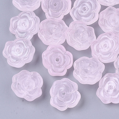 Perles de verre peintes par pulvérisation transparent, fleur