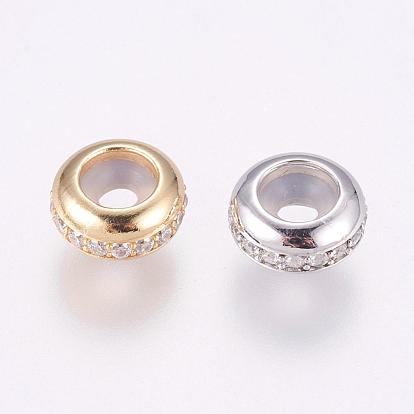 Латунные микро проложить кубического циркония бусы, рондель