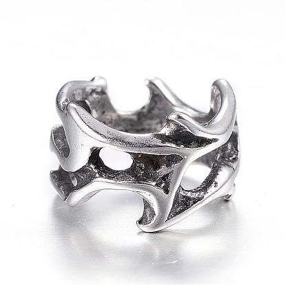 316 Surgical Stainless Steel Beads, Rondelle, Large Hole Beads, Hollow