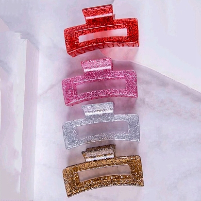 Прямоугольные блестящие смоляные заколки-коготь для волос