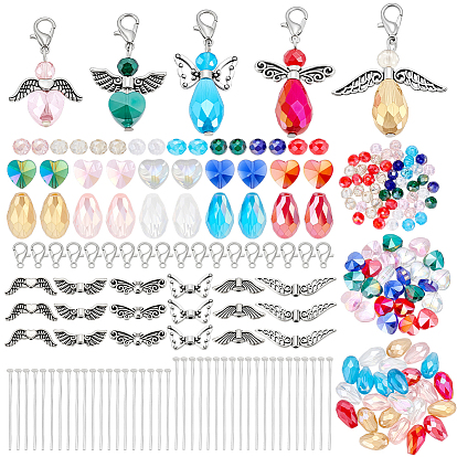 Наборы для изготовления подвесок в виде ангела своими руками, в том числе стеклянные бусины, железа контакты, Застежки и подвески из цинкового сплава