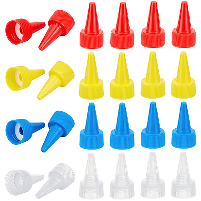 40Pcs 4 Colors Plastic Twist Top Nozzle Cap, for Squeeze Bottle, Cone