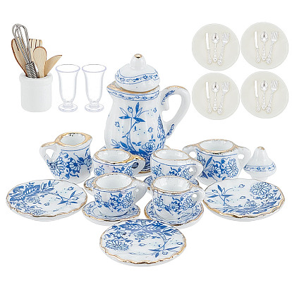 Фарфоровый мини-чайный сервиз, украшения из смолы для демонстрации пивных кружек, набор пластиковой посуды, железные украшения для взбивания яиц