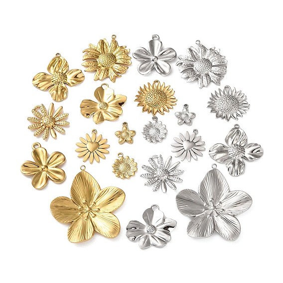 10 шт. 304 подвески из нержавеющей стали, цветок