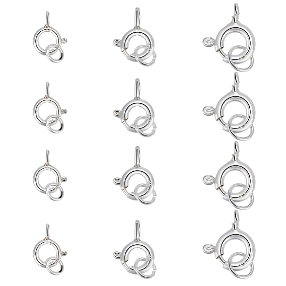 12 шт. 3 размер 925 застежки-кольца из стерлингового серебра, с 12 открытыми соединительными кольцами