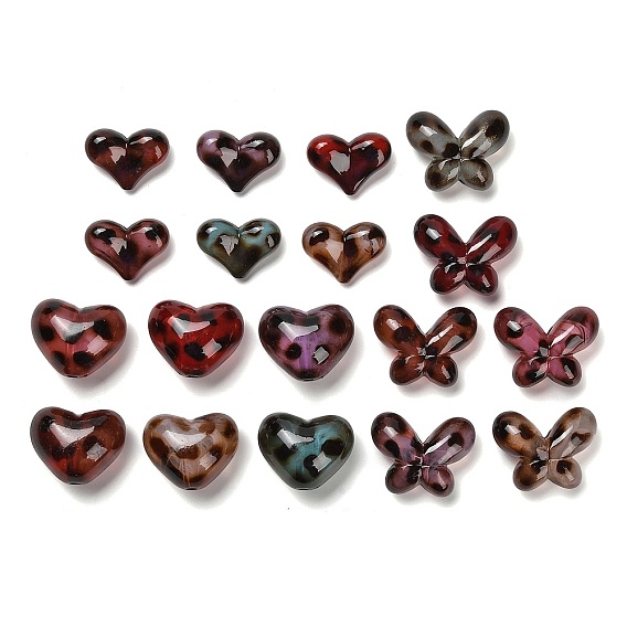 Прозрачные акриловые бусины, с леопардовым принтом