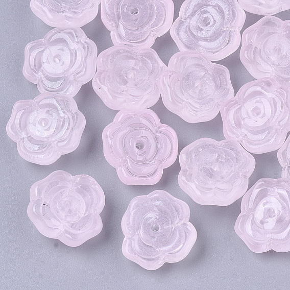 Transparent Spray Painted Glass Beads, Flower