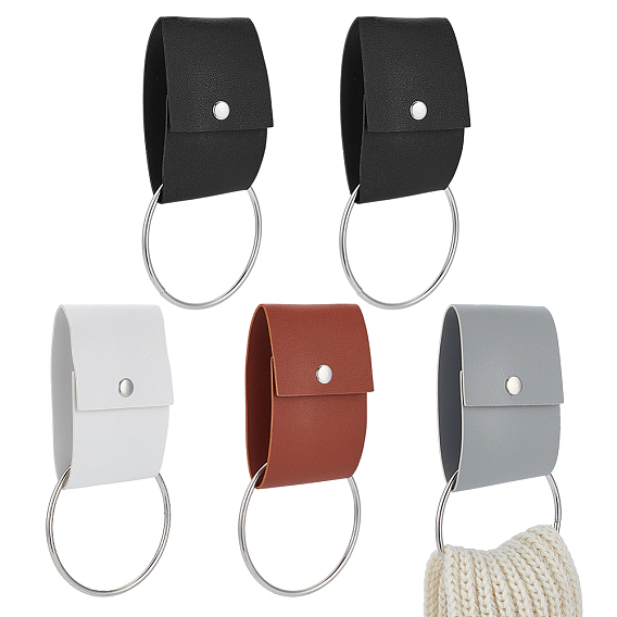 5шт. 4 цвета крючок для полотенца из искусственной кожи, с железными кольцами