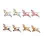 Alloy Dangle Stud Earrings, with Enamel, Eco-Friendly Stainless Steel Pins and Ear Nuts, Printed, Christmas Reindeer/Stag