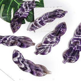Natural Amethyst Healing Feather Figurines Ornament, Reiki Energy Stone Display Decorations