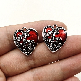 Подвески из эмали и сплава, шарма сердца, античное серебро