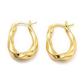 Twist Oval Hoop Earrings, Brass Jewelry for Women, Cadmium Free & Lead Free