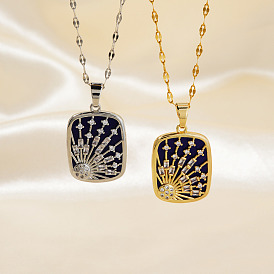 Минималистичные латунные голубые эмалевые звездочки с подвеской в виде цепочек для женщин