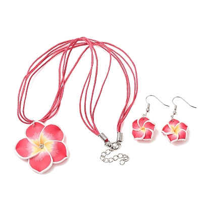 Ensemble de colliers et boucles d'oreilles pendantes en argile polymère avec cordon ciré