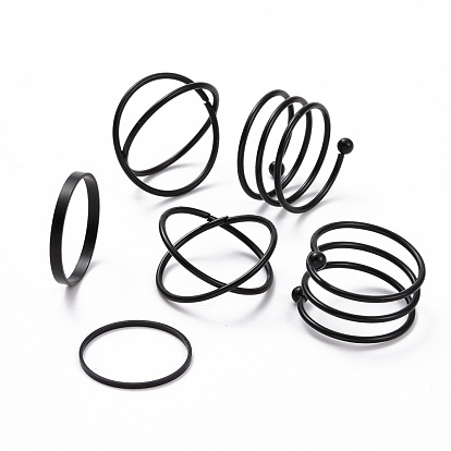 Criss Cross Alloy Finger Rings Set, Spiral Wire Wrap Cuff Rings, Stackable Rings for Women