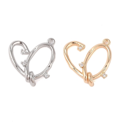 Подвески из латуни с прозрачным стеклом, сердце