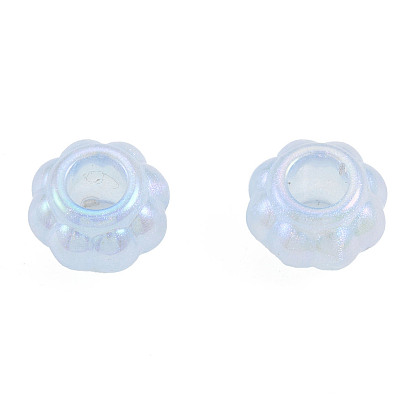Electroplate Acrylic European Beads, Pearlized, Flower