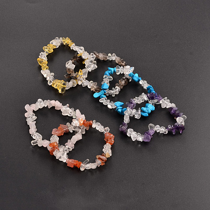 ChipsGemstone Beaded Stretch Bracelets, 50mm